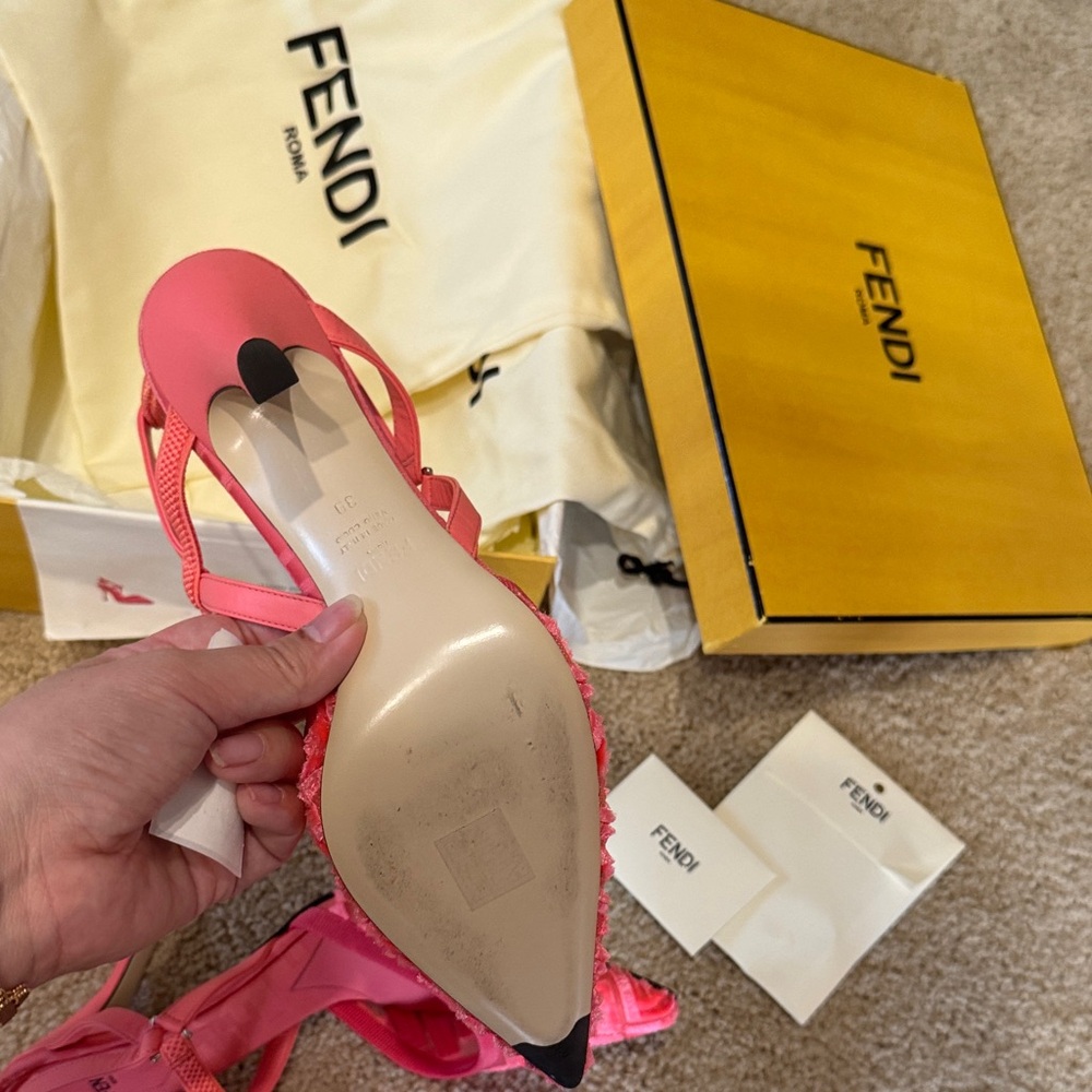Fendi Pink Zigzag Pointed Slingback Heels - Picture 7 of 8